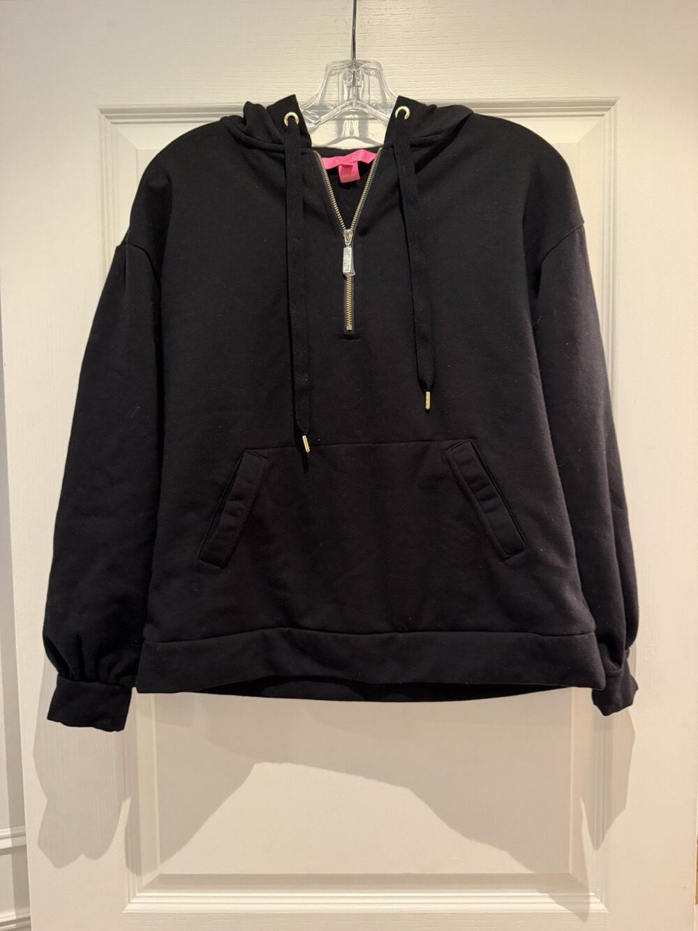 Lilly Pulitzer Hoodie XXS Black Half Zip Pullover Sweatshirt Gold Hardware